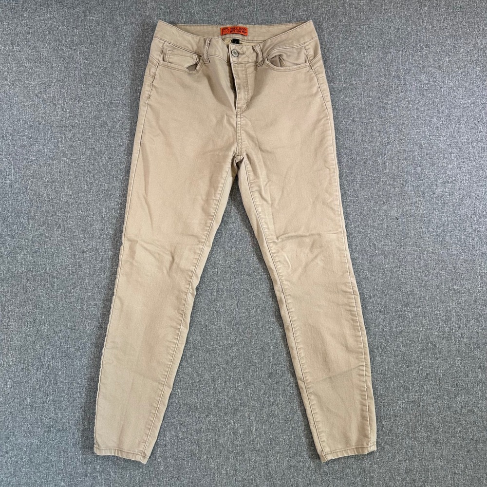 Wax Jean Butt I Love You Tan Khaki Skinny Pants Womens 7 Stretch Push Up Lifting
